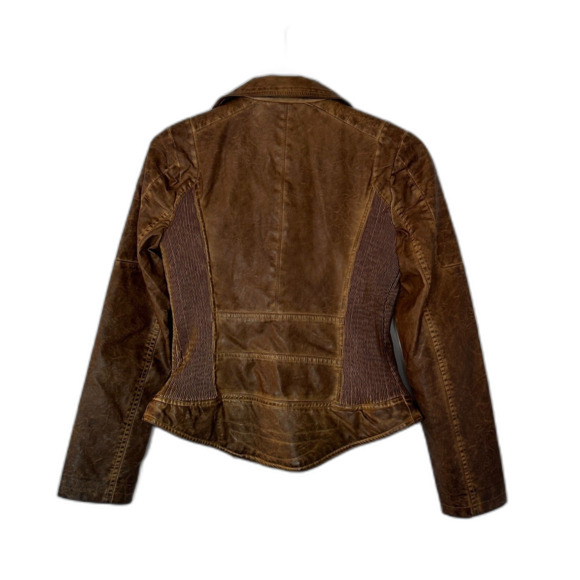 Jou Jou Faux Leather Brown Bomber Jacket - Picture 7 of 7